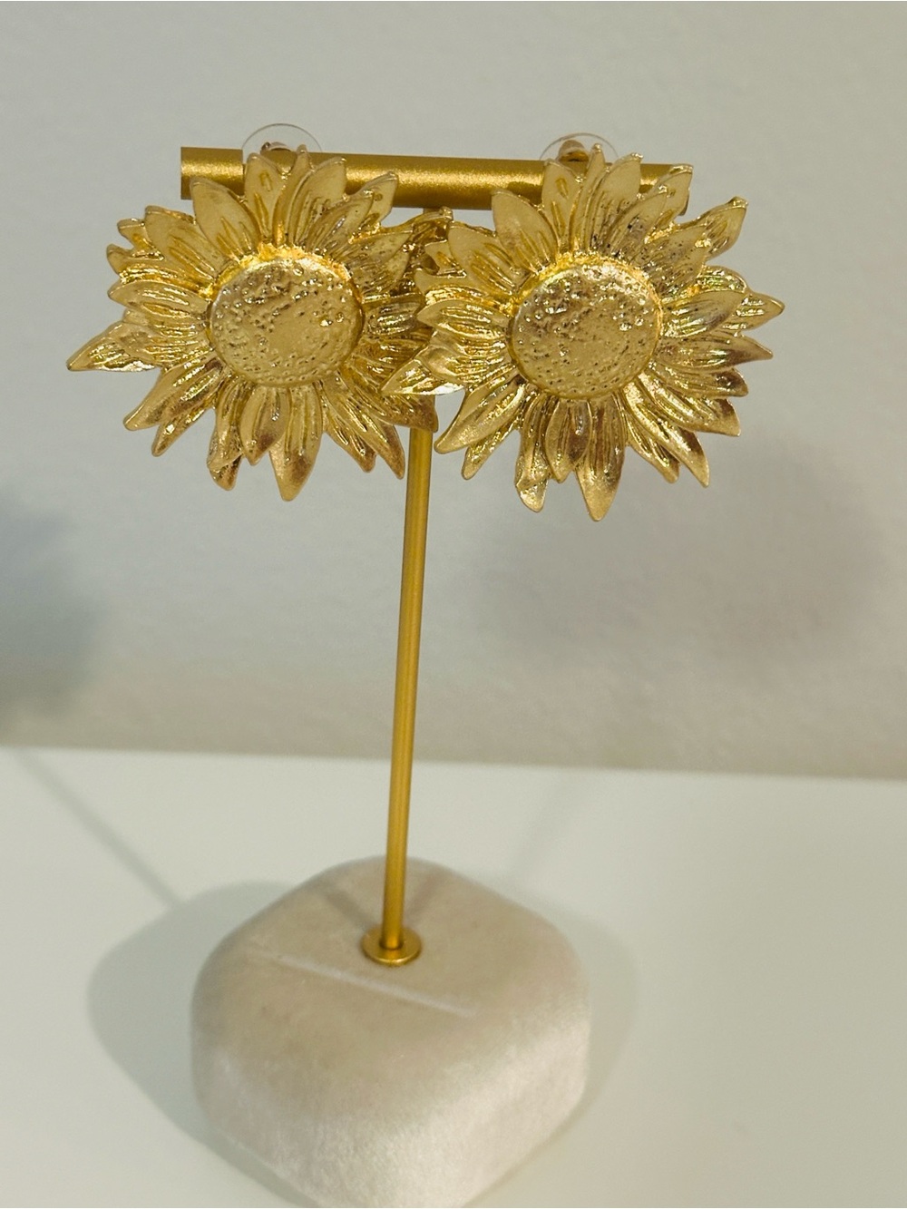 Fashion Jewelry Gold Sunflower Stud Statement Earrings